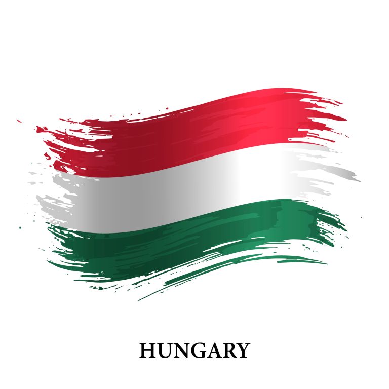 Grunge flag of Hungary, brush stroke vector background