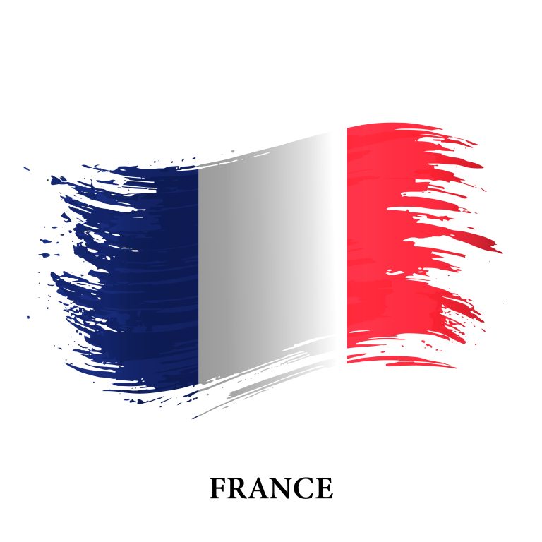 Grunge flag of France, brush stroke vector background